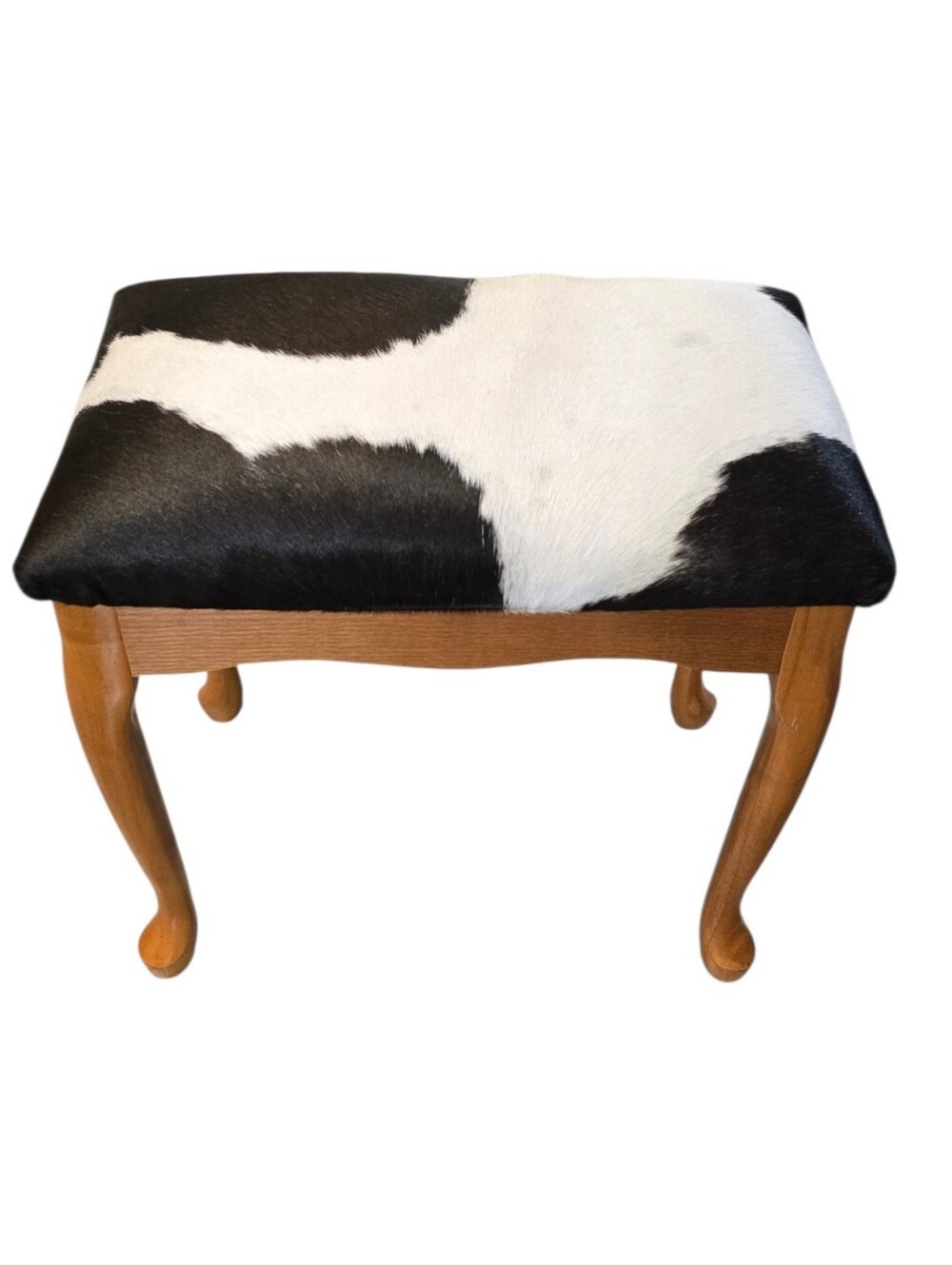Black & White Genuine Cowhide Footstool